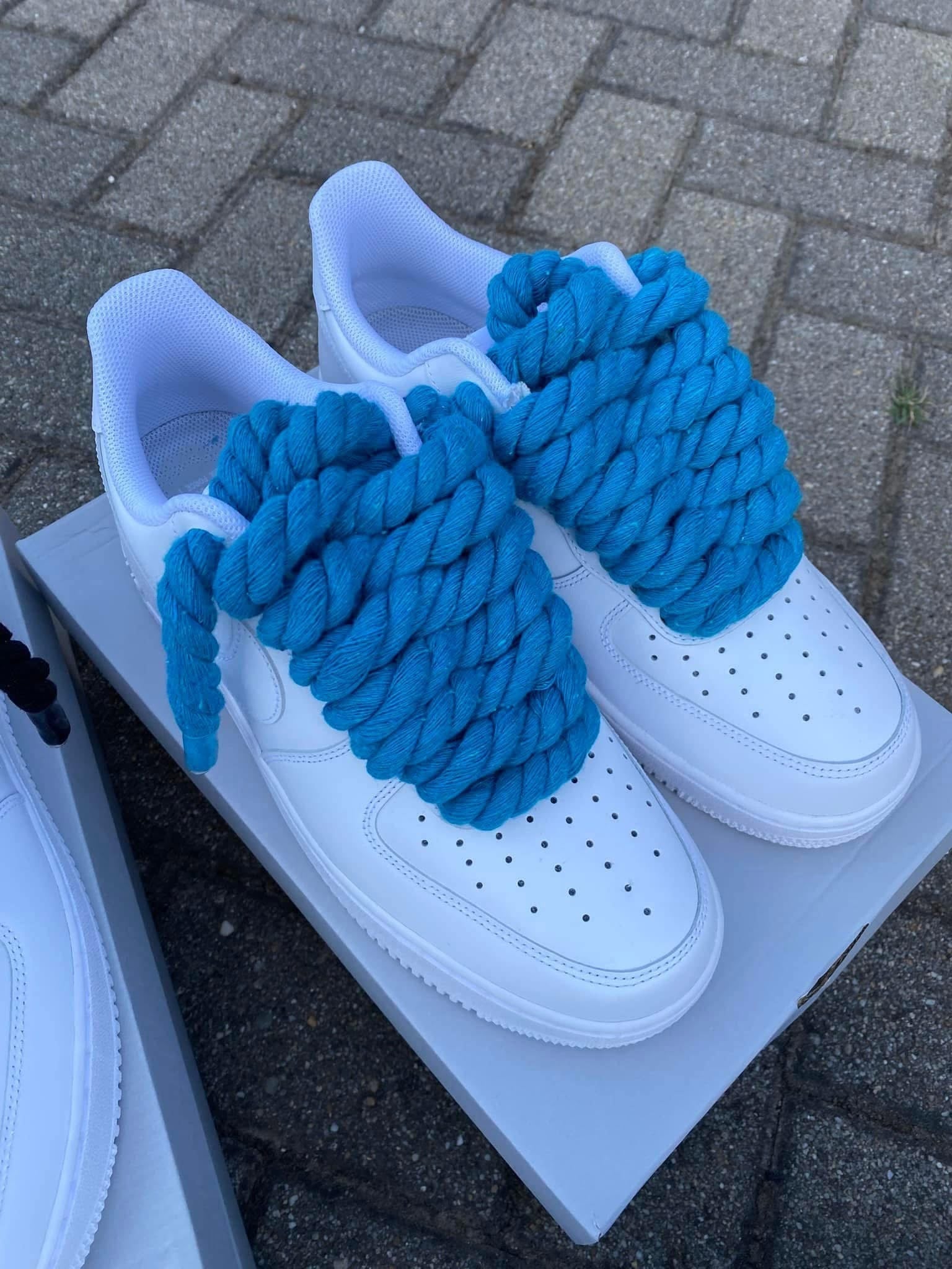 Nike Air Force 1 White Rope Lace Blue