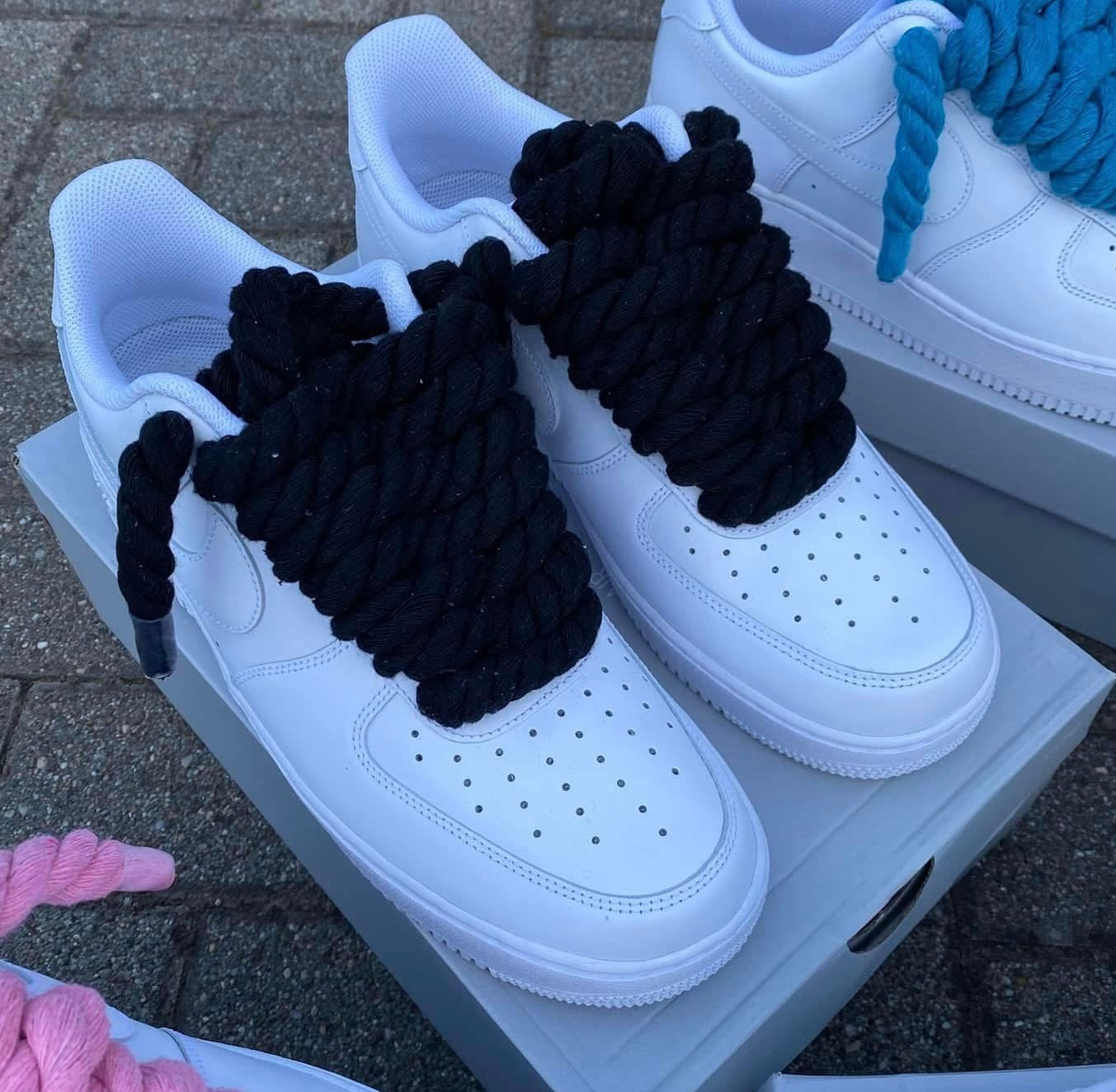 Nike Air Force 1 White Rope Lace Black