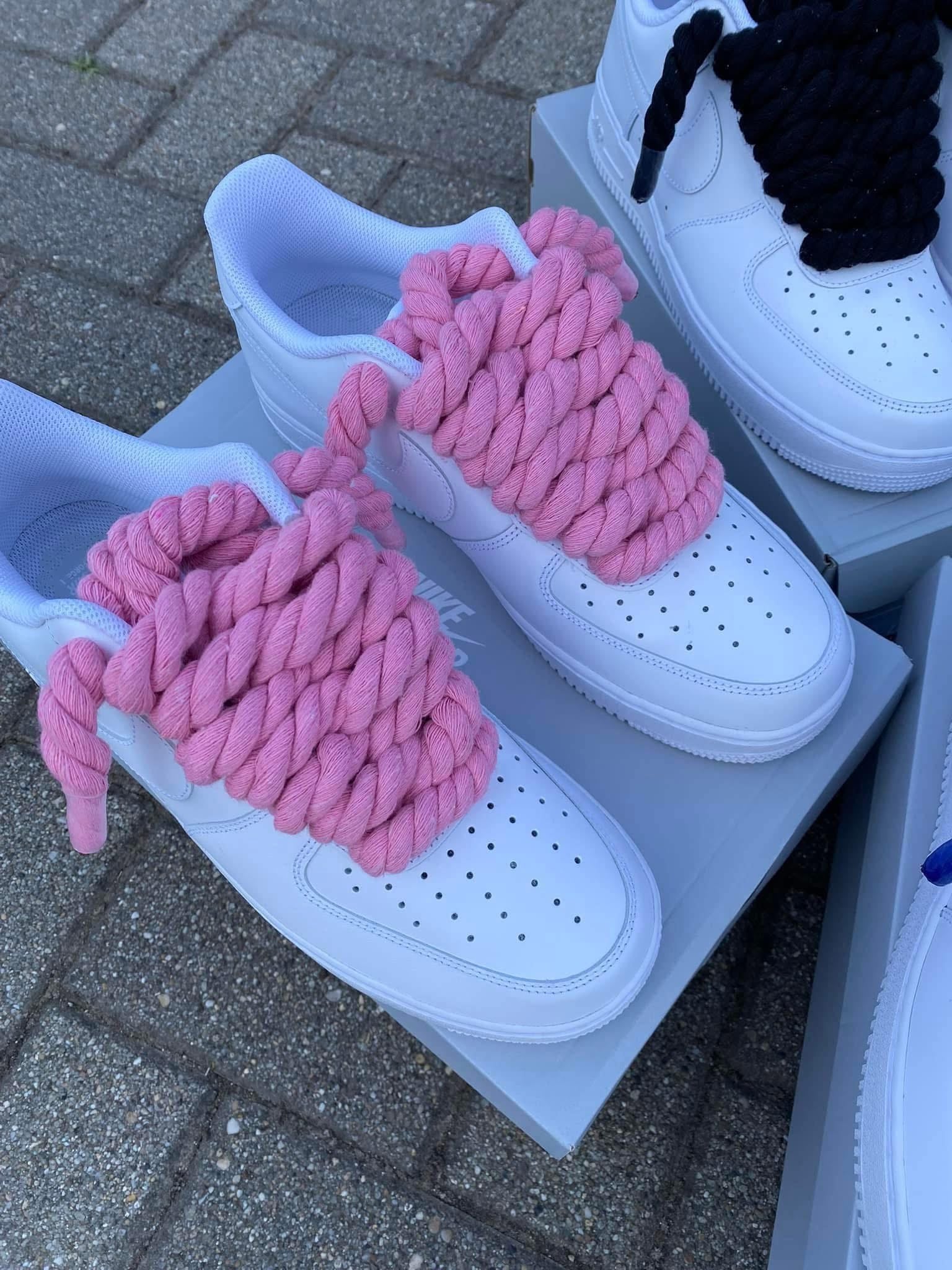Nike Air Force 1 White Rope Lace Pink